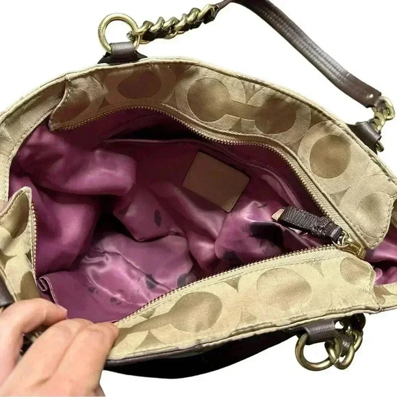 Coach Beige/Brown Fabric Madison Op Art Tote - Picture 7 of 7